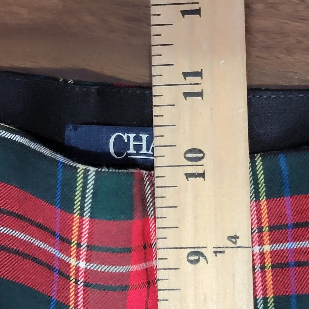 Chaps Ankle Pants 4 Red Plaid Tartan Side Zip Holiday Tapered Preppy Academia - Picture 5 of 13